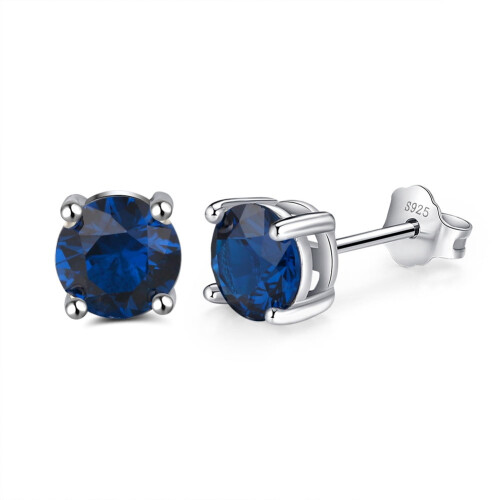 S925 Round Moissanite Stud Earrings 1 Pair