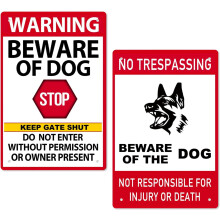 Metal Beware of Dog Sign 8x12 Inch Outdoor Fence Decor