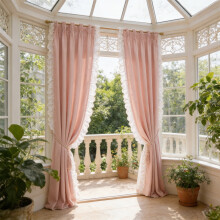 French Vintage Lace Curtains Pink 78.74x39.37 Inches