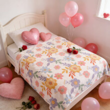 Pink Coral Flannel Blanket for Twin Bed 47x79 Inches