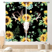Sunflower Yellow Western Curtains Farmhouse Style 2 Panels