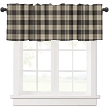 Lattice Valances Curtain Brown Beige Plaid 54x18 inch