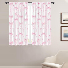 Pink Bow Window Curtains 42x63 Inch Rod Pocket Set of 2