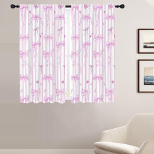 Purple Pink Bow Window Curtains 42x63 Rod Pocket Set of 2