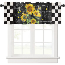 Sunflower Valance Curtains Vintage Yellow Floral 54x18 inch