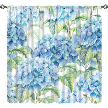 Watercolor Blue Hydrangea Curtains Rod Pocket Thermal