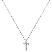 Sterling Silver Initial Pendant Necklace A-Z on Figaro Chain