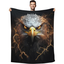 Eagle Gifts Plysjteppe Svart Gull Lynørn 50x40