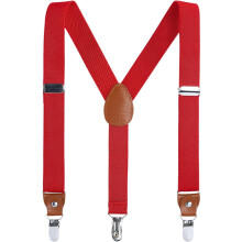 Men's Leather Suspenders with Metal Clips
