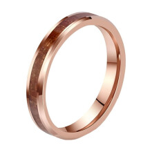 Unisex tungsten steel wedding ring with wood grain veneer