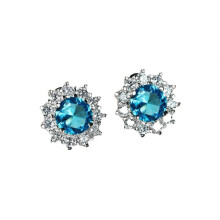 925 Sterling Silver Stud Earrings with Cubic Zirconia for