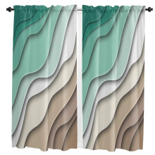 Green Gradient Brown Modern Curtains for Living Room