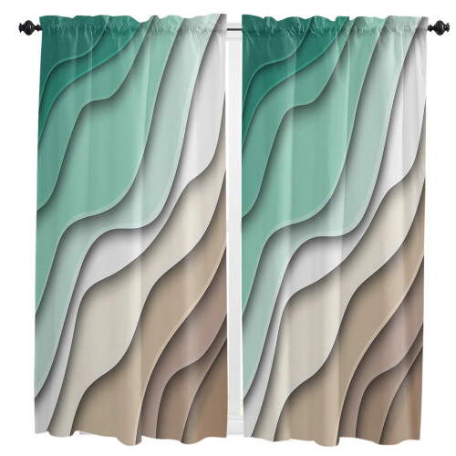 Green Gradient Brown Modern Curtains for Living Room