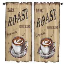 Coffee Cup Pattern Curtains for Living Room Kitchen Bedroom