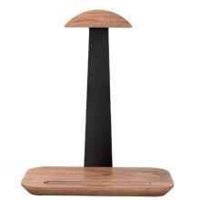 DKSTINYE Universal Wooden Headphone Stand with Aluminum Alloy Holder and Pen Slot