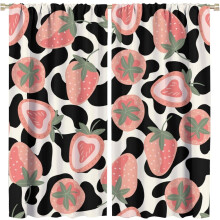 Strawberry Curtains Abstract Bohemian Pink Fruit 42x84in