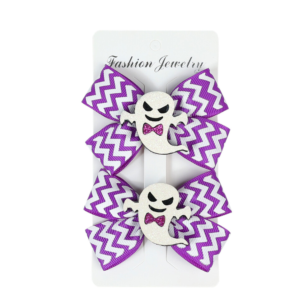 Halloween hair bow with pumpkin bat spider ghost design
