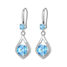 Women's Blue Rhinestone Water Drop Hanging Earrings 1 Pair