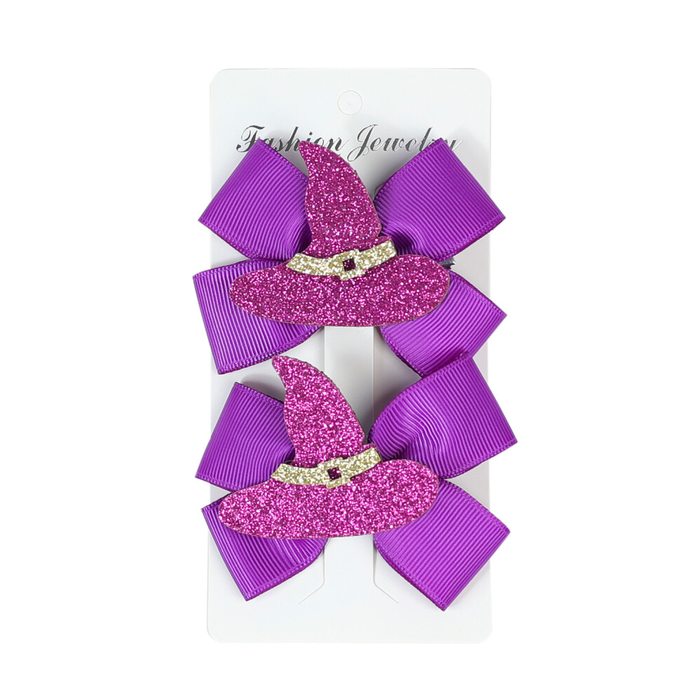 Halloween hair bow with pumpkin bat spider ghost design