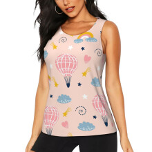 Women's Summer Tank Tops with Hot Air Balloons Rainbow