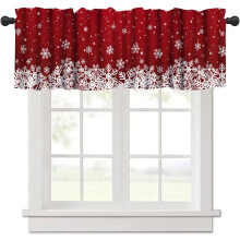Burgundy Red Snowflake Kitchen Valance 54x18 in 1 Panel