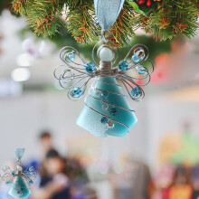 Sea Glass Angel Ornament Handmade Silver Wire Rope