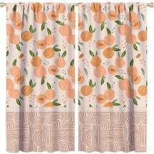Peach Curtains Vintage Boho Fruit Leaves Pattern Thermal