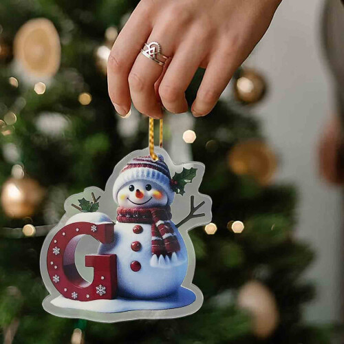 Lettre décorative de Noël en acrylique, 8 cm, avec cordon doré 1