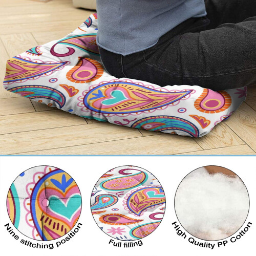 Paisley Meditation Floor Pillow Boho Square 22 x 22 1
