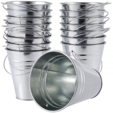 16 PCS Galvanized Metal Bucket with Handle, Galvanized Planter Pail for Balconies, Gardens, Patios, Office, Parties