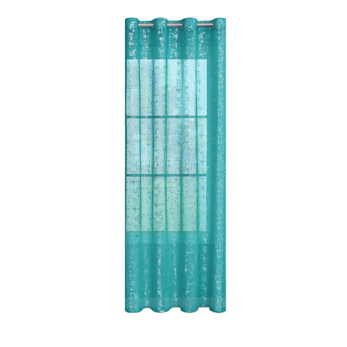 White Sheer Curtains Silver Foil Pattern Light Filtering 1
