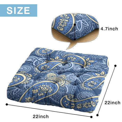 Meditation Cushion Paisley Pattern Boho Square 22 x 22 1