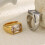 Women's Stainless Steel Square Rhinestone Ring Silver Size 8 3