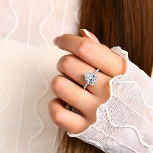 Pear Cut Moissanite Ring 925 Sterling Silver 1