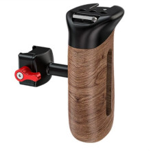 Universal Quick Release Side Handle Grip Wooden Handle with 1/4"Thread Holes Cold Shoe for DSLR Camera Camera Cage A