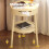 Multifunctional Side Table with Drawer and Shelf White Pink 6