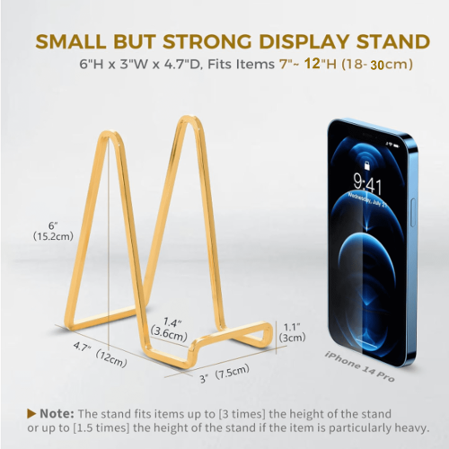 Gold-Plated Metal Square Wire Easel Stand 6 inch 3-Pack 2