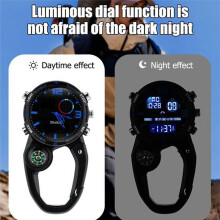 RoundScreen Outdoor Carabiner Watch with Compass Multi Functional Climbing Carabiner Watches for Men Sports Waterproof,C