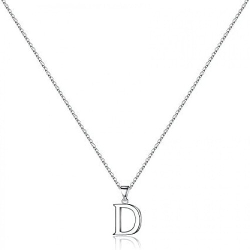 Sterling Silver Initial Pendant Necklace A-Z Figaro Chain 1
