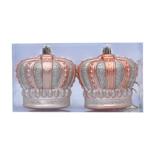 Christmas Crown Ornaments Set Glitter Silver Rose Gold 1