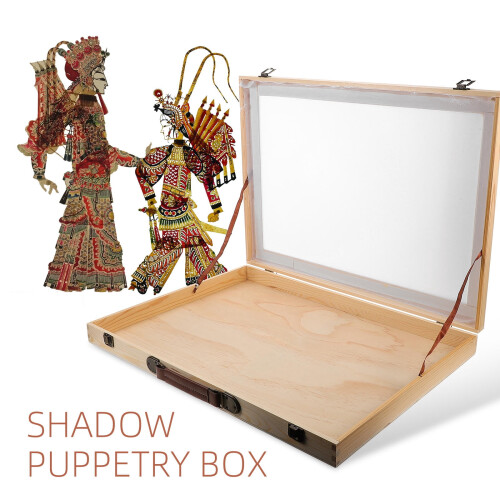 LEORX Wooden Shadow Puppet Screen Case for Classroom and 2