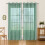 Teal Sheer Curtains with Silver Foil Pattern Light 5