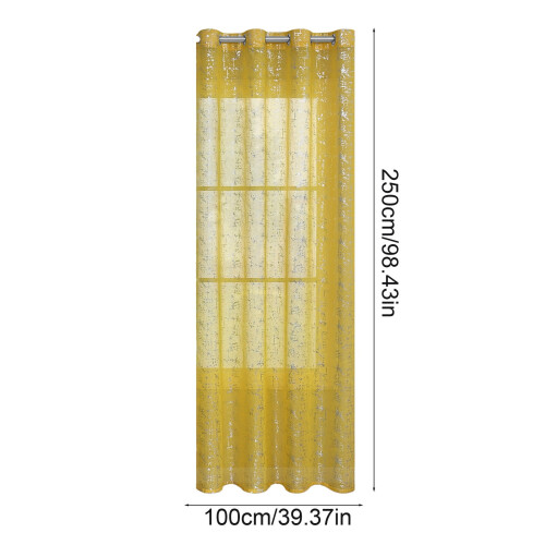 White sheer curtains with silver foil pattern grommet top 2
