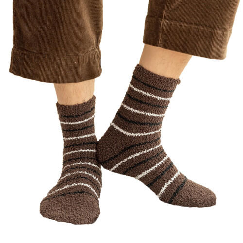 Ankle Socks Thermal Coral Fleece Stripe One Size 1