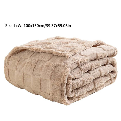 Queen Blanket Khaki 100x150cm Soft Thick Nap Blanket 1