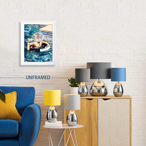Cocktail Wall Art Poster Blue Disco Design 12x16in 2