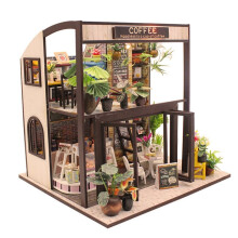 Miniaturowy Zestaw DIY do Budowy Domku Kawowego Zestaw DIY do Budowy Domku dla Lalek Biurko, Regał, Dekoracja dla Dziewczynek, Chłopców, Dzieci,