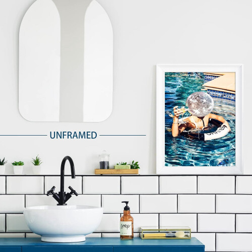 Cocktail Wall Art Poster Blue Disco Design 12x16in 1