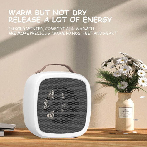 Electric Desktop Heater 500W with Tip-Over Protection White 1