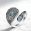 Pulseira ajustável em prata de lei 925 com turquesa, flor e pedra da lua. 2